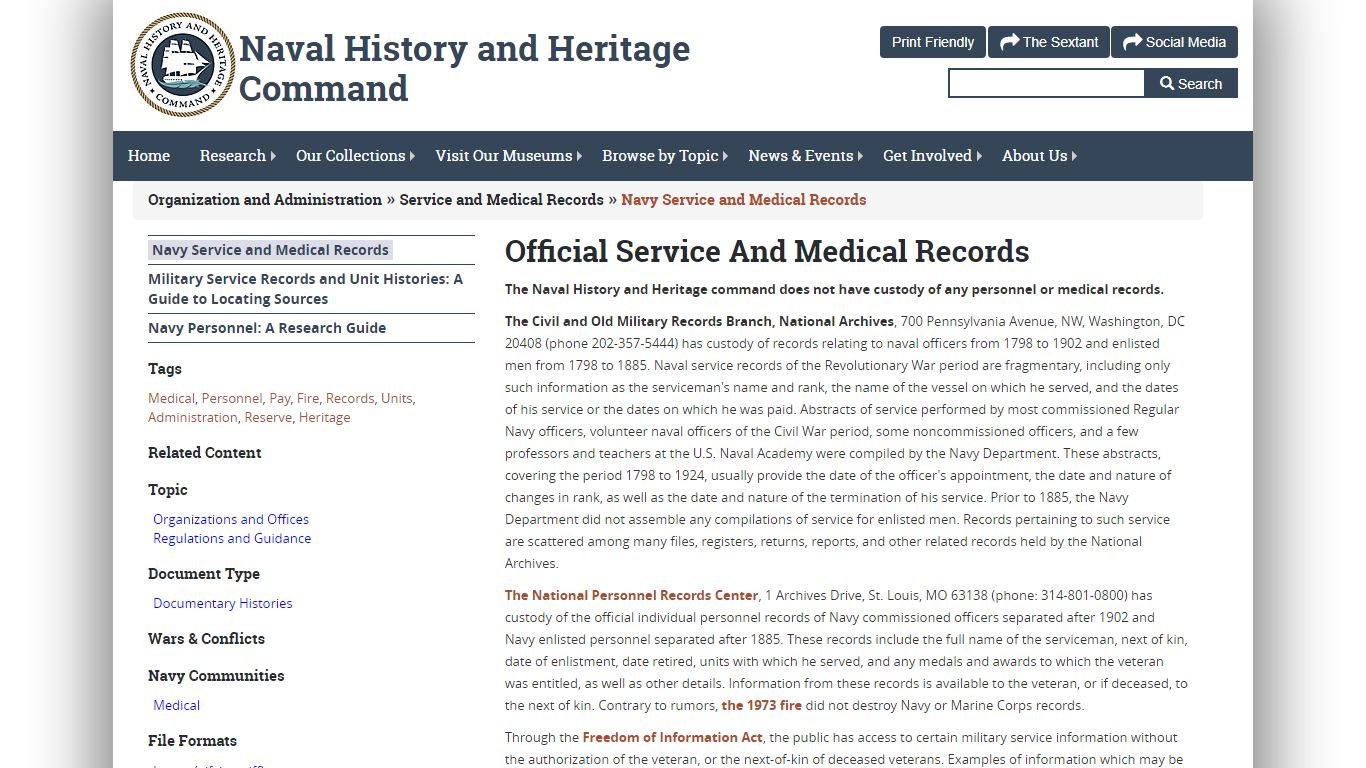 Navy Service and Medical Records